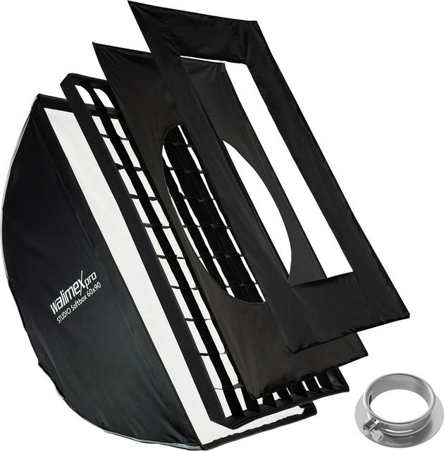 Walimex Pro Studio Softbox mit 360 Grad Schirmfunktion und Grid in Schwarz B/H: 60 x 90 cm für Bowens und Profoto - Bild 1