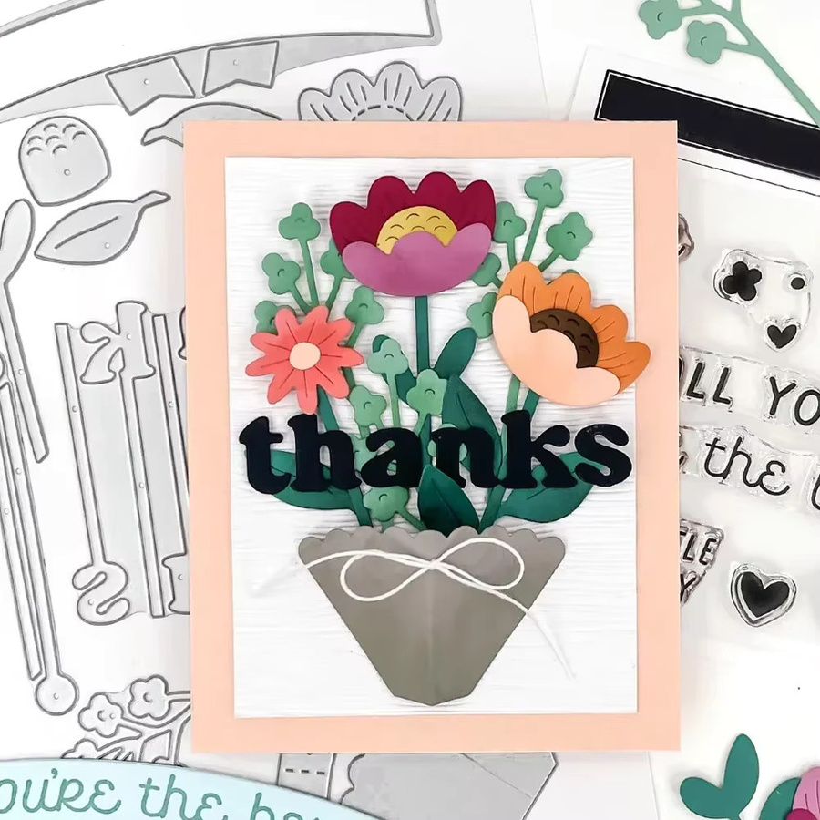 Burst of Blooms/Hugs/Cheer Stempel und Stanzformen Set mit Beeren und Marmeladenbechern in Mehrfarbig für Scrapbooking und Kartenherstellung - Bild 2