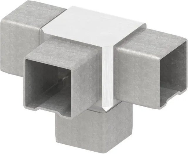 FeNau T-Verbinder aus V4A Edelstahl für Vierkantrohr 40 x 40 x 2 mm, Farbe Silber, gebürstet - Bild 1