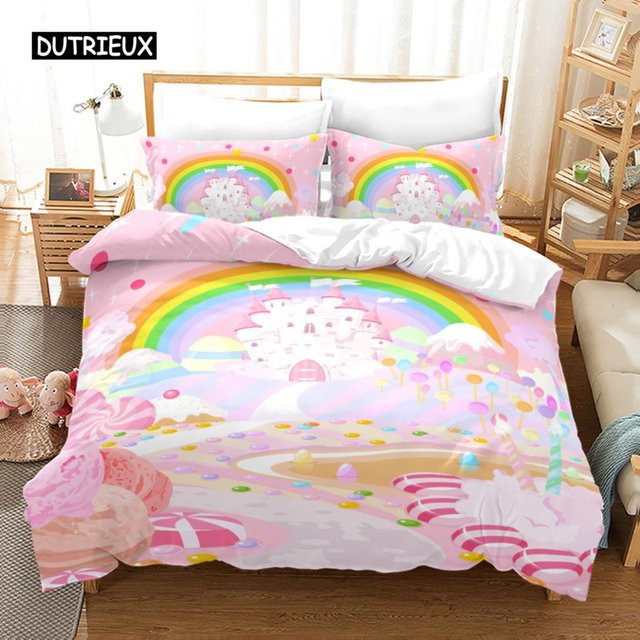 Regenbogen Bettwäsche Set für Baby und Kinder von Binchi Outdoor Product in Multicolour mit Kissenbezügen und Reißverschluss, Material Mikrofaser, B/H: 150 x 210 cm - Bild 1