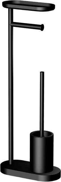 Pocoline Stand-WC-Garnitur aus Edelstahl in Schwarz mit WC-Bürste und Ersatzrollenhalter, Höhe: 67,5 cm, Breite: 25,5 cm, Tiefe: 11,9 cm - Bild 1