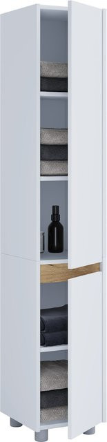 VCM Badezimmerschrank Cosila aus Holz mit zwei Drehtüren und vier Einlegeböden, H x B x T: 165 x 30 x 33 cm - Bild 1