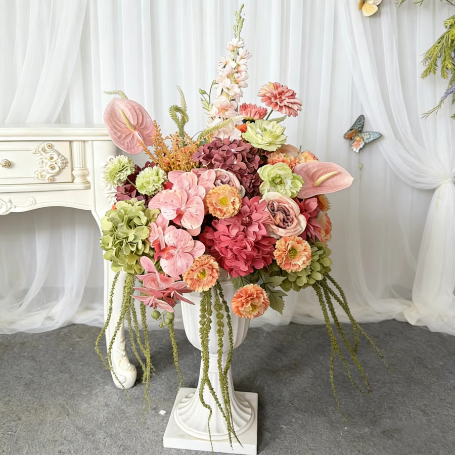 Künstliche Blumenkugel Lucky Flower als Tisch-Centerpiece für Hochzeitsdekorationen, weiß grün mehrfarbig, Durchmesser: 40 cm - Bild 2