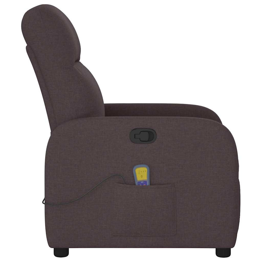 vidaXL Massagesessel Dunkelbraun mit Liege- und Vibrationsfunktion aus Stoff B: 66 cm, T: 88 cm, H: 95 cm - Bild 3