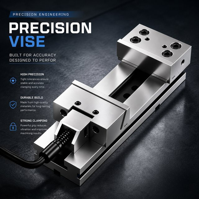 JCWIN Maschinenschraubstock GT100x100 & GT125x150 Präzisions-Tischschraubstock für CNC-Bearbeitungszentren, Drehmaschinen und Fräsmaschinen in Silber - Bild 1