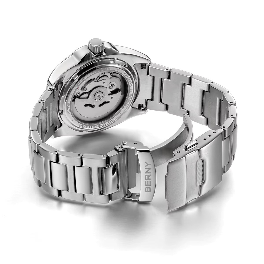 BERNY Armbanduhr Automatik, Edelstahl, Saphirglas, Herren, Schwarz - Bild 4