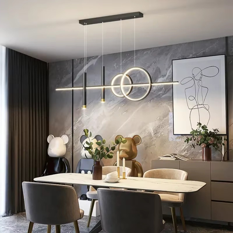 Moderne LED Anhänger Lampe von JIANKEXING in Schwarz mit warmweißem Licht für Wohnzimmer, Café oder Esstisch - Bild 1