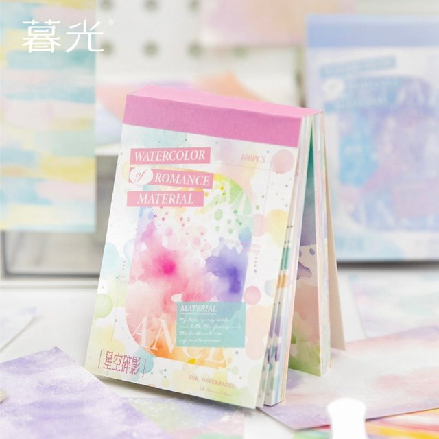 100 Blatt Aquarell-Dekorpapier in Multicolour mit Farbverlauf und mattem Design für dein Journal und Scrapbook - Bild 1