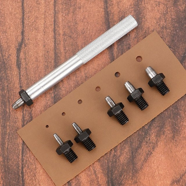 QJH Locher-Werkzeugset mit verschiedenen runden Lochstanzen für DIY-Ledertaschen und Schultergurte - Bild 1