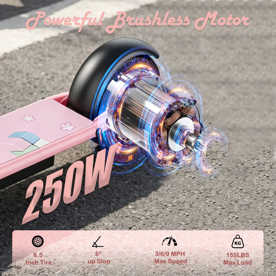 AOVOPRO LB65PRO Elektroroller für Kinder, Rosa Schwarz, E-Scooter - Bild 4