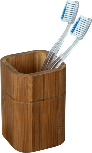 Wenko Zahnbürstenhalter Serro aus Bambus in Braun, Durchmesser: 7,5 cm, Höhe: 11 cm - Bild 1