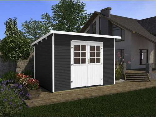 WEKA Gartenhaus aus Massivholz mit Pultdach in Anthrazit und Weiß, B/H/T: 235 x 241 x 174 cm - Bild 2