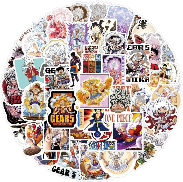 One Piece Ruffy Gear 5 Graffiti Aufkleber Set für Koffer, Notizbücher und Wasserflaschen, Mehrfarbig - Bild 1