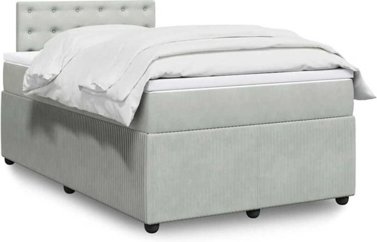 vidaxl Boxspringbett mit Matratze aus Samt in Grau und Weiß, B/T/H: 200 x 120 x 100,5 cm - Bild 1