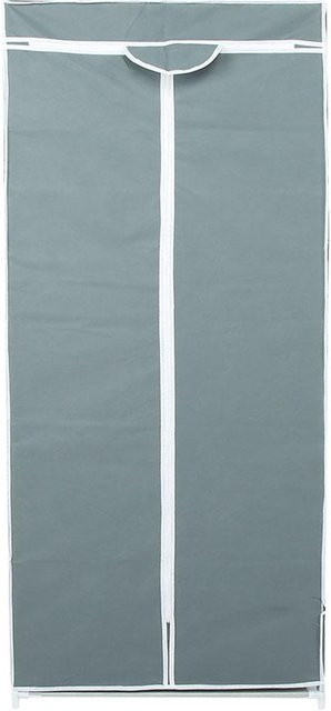 Aimo Faltbarer Kleiderschrank aus Vliesstoff mit Reißverschluss und Kleiderstange in Silber Grau - Bild 1