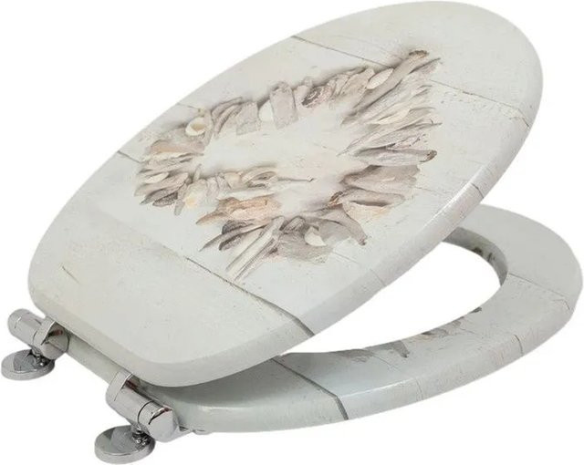 SINOBATH WC Sitz mit Absenkautomatik und Soft-Close, oval, MDF Holzkern, Farbe: Weiß, B: 43,5 cm, T: 37,8 cm, H: 5,0 cm - Bild 1