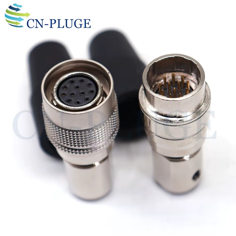 SZYingXian Industriekamerastecker Set HR10A-10P-12S und HR10A-10R-12P mit 12-poligem Stecker und Buchse in Silber - Bild 2