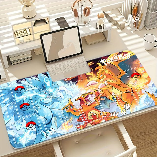 Potdemiel Gaming-Mauspad Pokemon Charizard vs Mega Charizard X Fire Ice Battle Schreibtischunterlage Multicolor - Bild 1