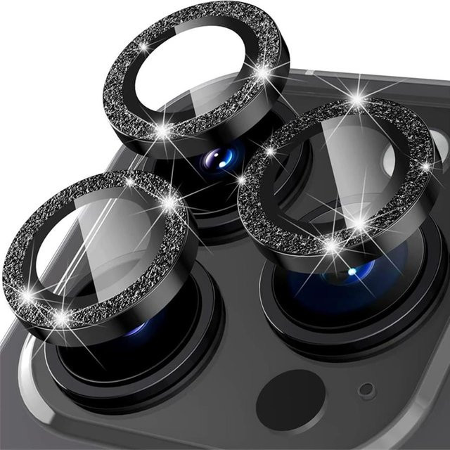 Glitzer-Diamant-Strass-Objektivschutzkappe aus gehärtetem Glas und Metall für iPhone 16 Pro Max 15 14 Plus 13 12 Mini 11 Pro Max in Blau - Bild 1