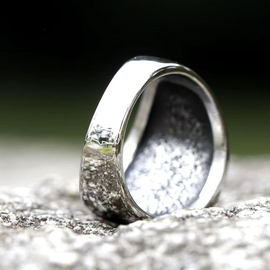 Wikinger Thors Hammer Mjolnir Ring, Edelstahl, Silber, Unisex - Bild 3