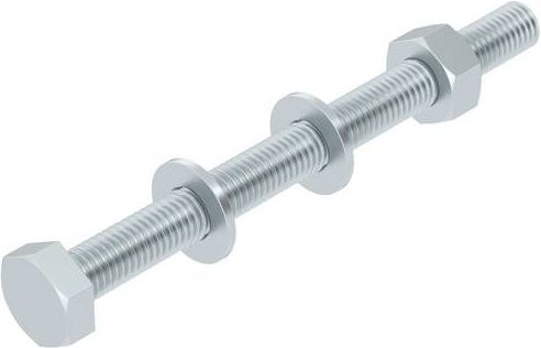 OBO Bettermann Sechskantschraube aus Stahl feuerverzinkt, Durchmesser: 10 mm, Länge: 120 mm, Farbe: Silber, 20 Stück - Bild 1