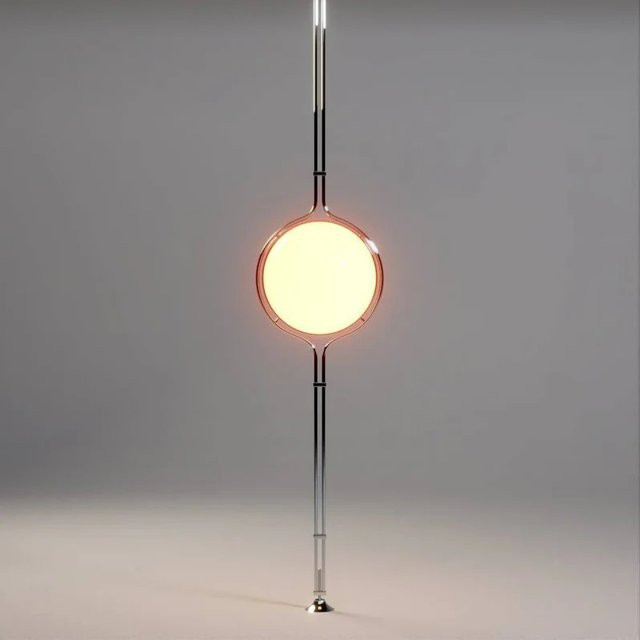 YongYing Lumin Bauhaus Stehlampe aus Chrom und Metall mit weiß-gelber Acrylkugel im Retro-Design - Bild 1