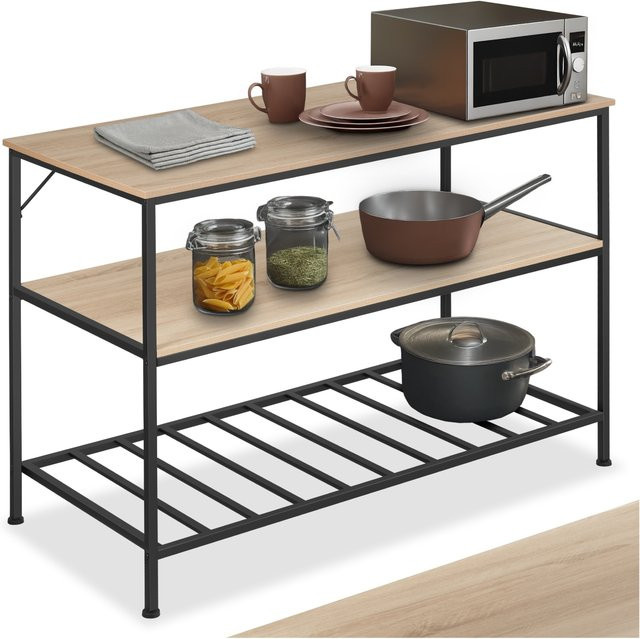 tectake Küchenregal Akeley Industrial Style aus Stahl und Spanplatte, Farbe Braun/Beige, B/T/H: 120 x 60 x 90,5 cm - Bild 1