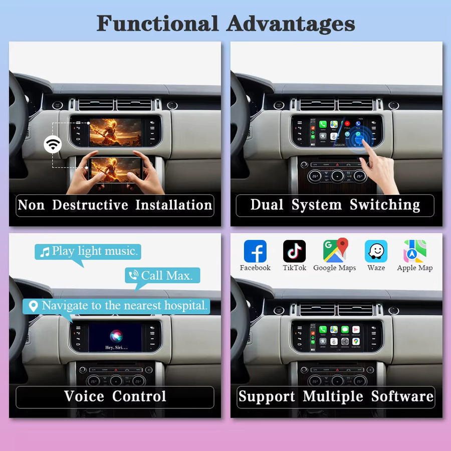 AUTOTOP Interface Wireless CarPlay und Android Auto mit Bluetooth und GPS für Land Rover, Jaguar, Range Rover, Evoque und Discovery (Modelle 2012-2018, Bosch Harman) in Schwarz - Bild 3