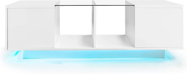 okwish Couchtisch mit LED-Beleuchtung in Weiß mit hochglänzender Tischplatte, B/T/H: 120 x 50 x 38,5 cm - Bild 1