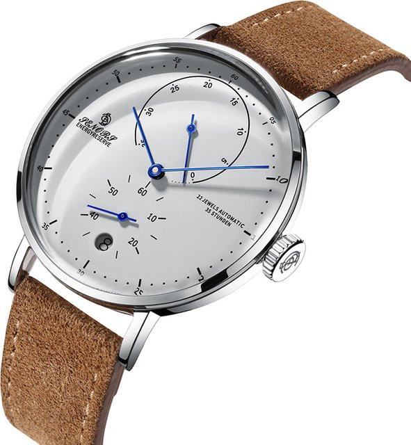 dulunwe Armbanduhr, Automatik, Edelstahl, Leder, Herren, Military Stil - Bild 1