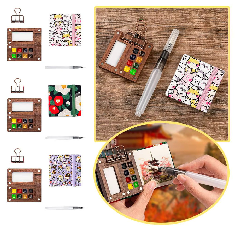 Mini-Farbpalette Reiseset mit Aquarellstiften und Binder-Clips in Multicolour für Anfänger und Studenten - Bild 6