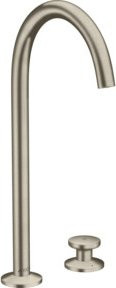 Hansgrohe Axor One 2-Loch-Waschtischarmatur in gebürstetem Nickel mit schwenkbarem Auslauf und Push-Open-Abfluss - Bild 1