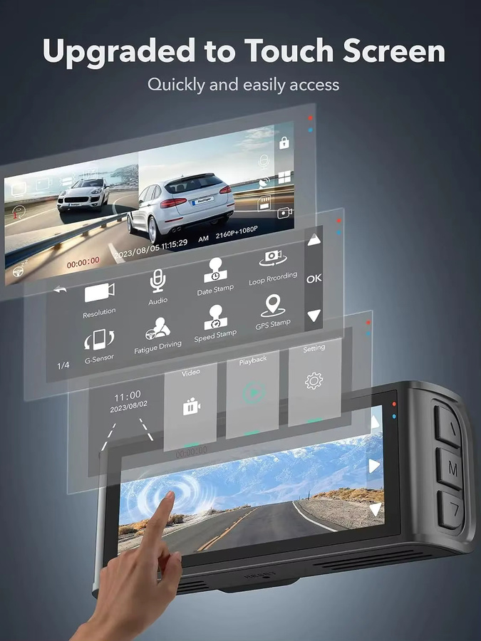 REDTIGER F7N TOUCH 4K Dashcam mit Starvis 2 IMX675, 5,8 GHz WLAN und Nachtsicht, Schwarz - Bild 6