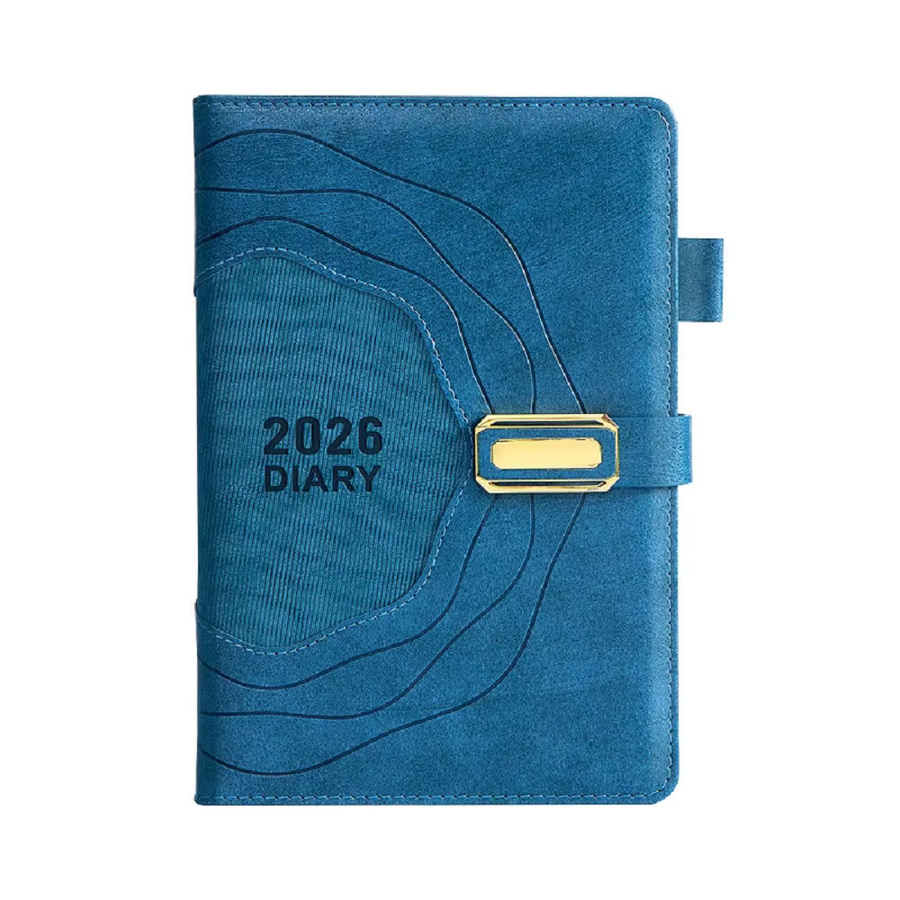 Englischer Tagesplaner 2026 in A5 mit Hardcover, 365 Tage Daily Agenda Notizblock, Blau - Bild 3