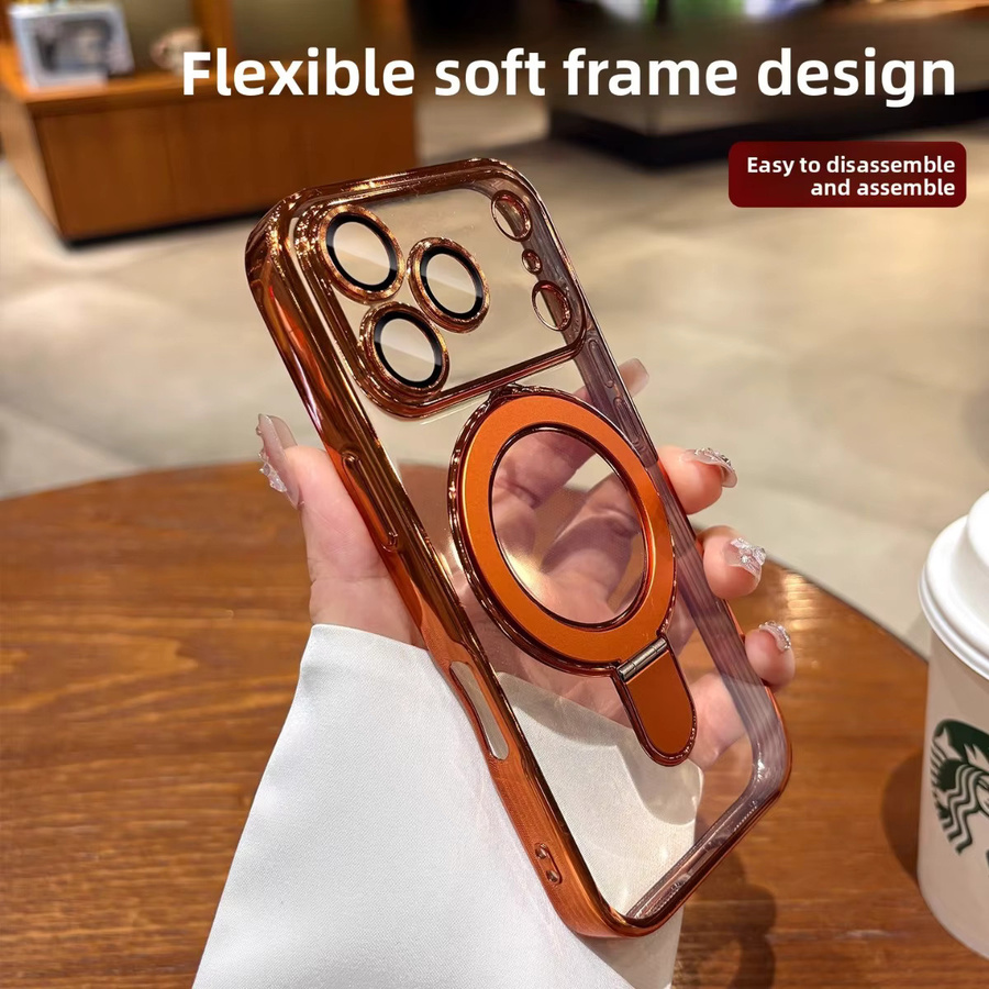 szHAIyu MagSafe Magnetische Handyhülle mit Ring-Ständer für iPhone 17 16 15 14 13 12 11 Pro Max, Transparentes Acryl Case - Bild 3