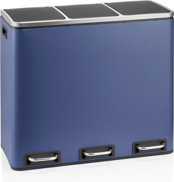 hjh OFFICE Mülleimer Clean 9 aus Stahlblech mit Soft-Close-Funktion und Flip-Deckel in Blau - Bild 1