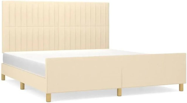 vidaXL Bettgestell mit Kopfteil in Beige aus Stoff und Lärchenholz B/T/H: 160 x 200 x 128 cm - Bild 1
