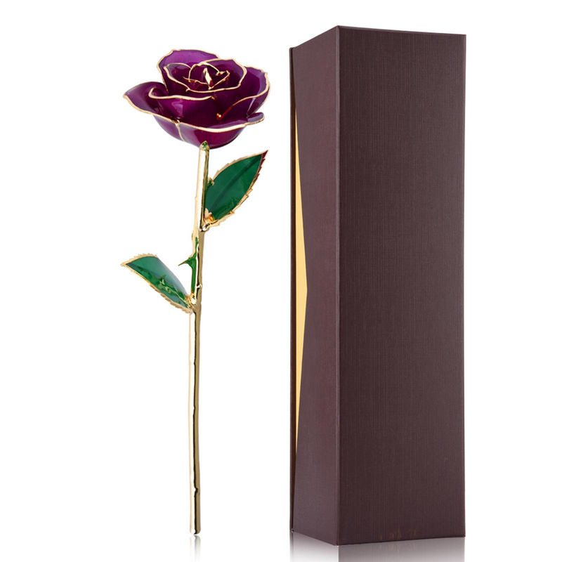 Tooarts lila Rose mit langem Stiel, 24 Karat Gold getaucht, inklusive Geschenkbox und Ständer - Bild 3