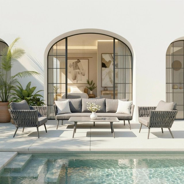 Bessagi Garden Loungegarnitur Mila Dunkelgrau aus Aluminium mit Outdoorstoff und Polstern - Bild 1