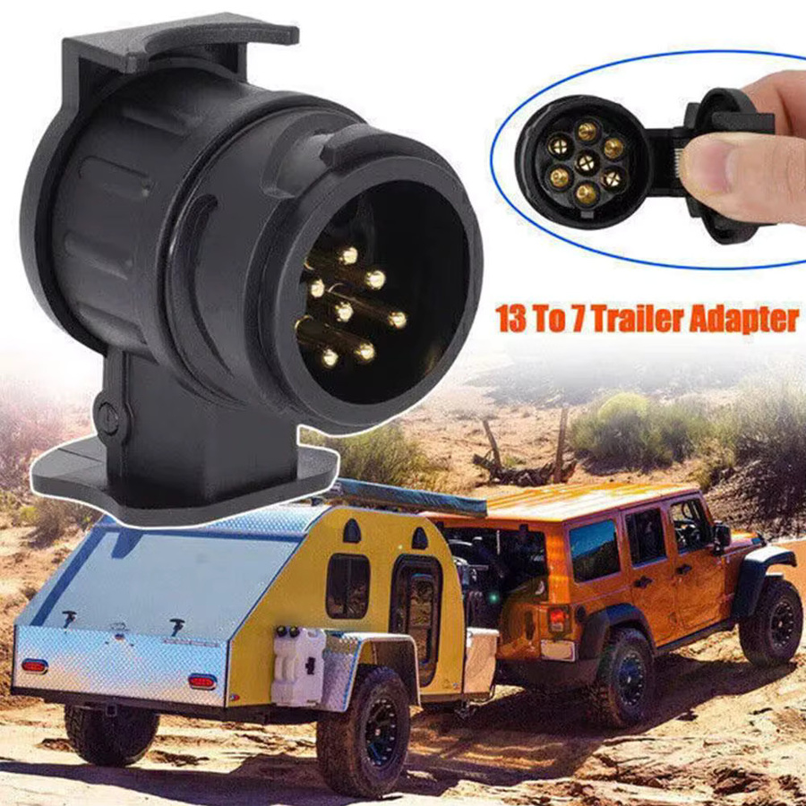 Adapter für LKW-Anhänger mit 7- bis 13-poliger elektrischer Traktion, Europäische Steckdose, Schwarz - Bild 4
