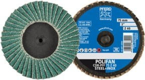 PFERD COMBIDISC Zirkon Mini-POLIFAN CDR Fächerschleifscheibe Durchmesser 75 mm Körnung 40 in Grün - Bild 2