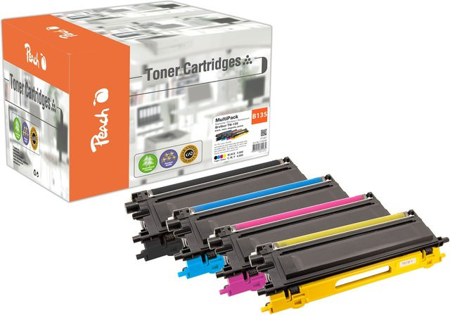 Peach B135 XL Toner-Set für Brother TN-135, wiederaufbereitet, Multicolor (Schwarz, Cyan, Magenta, Gelb) für Brother DCP-9040CN, DCP-9042CDN und DCP-9042CN - Bild 1