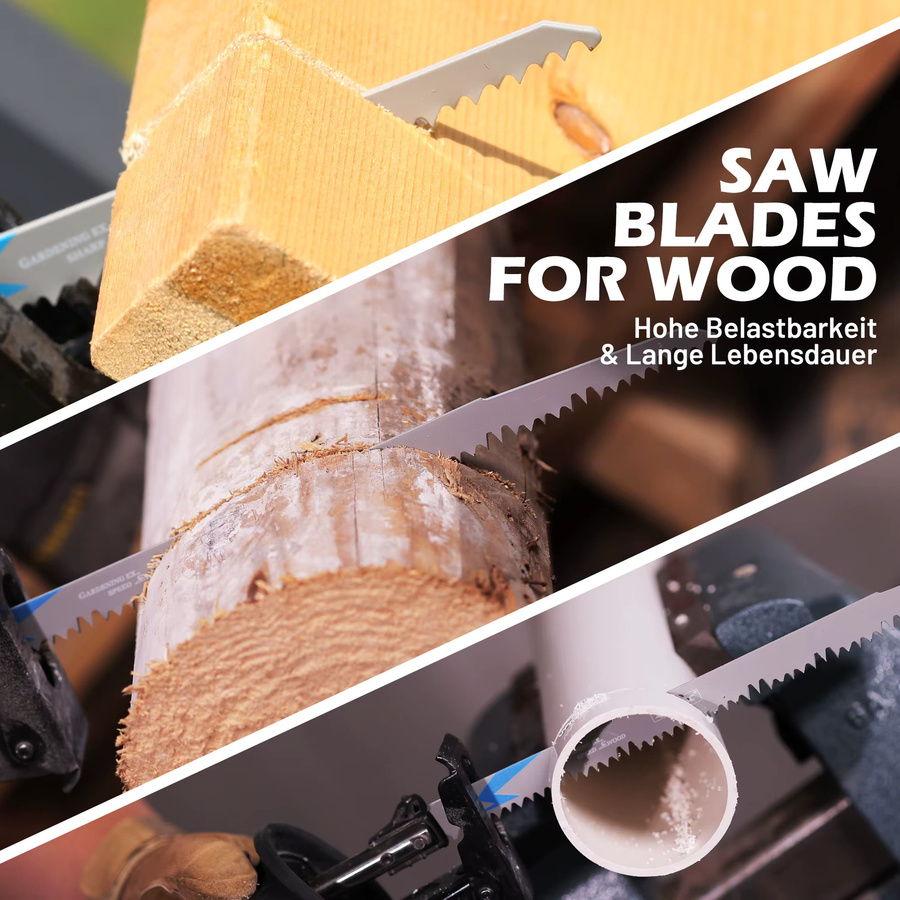 EZARC 10er Set Holz-Säbelsägeblätter aus CRV-Stahl mit 5TPI, 5 Stück 150 mm und 5 Stück 225 mm - Bild 4