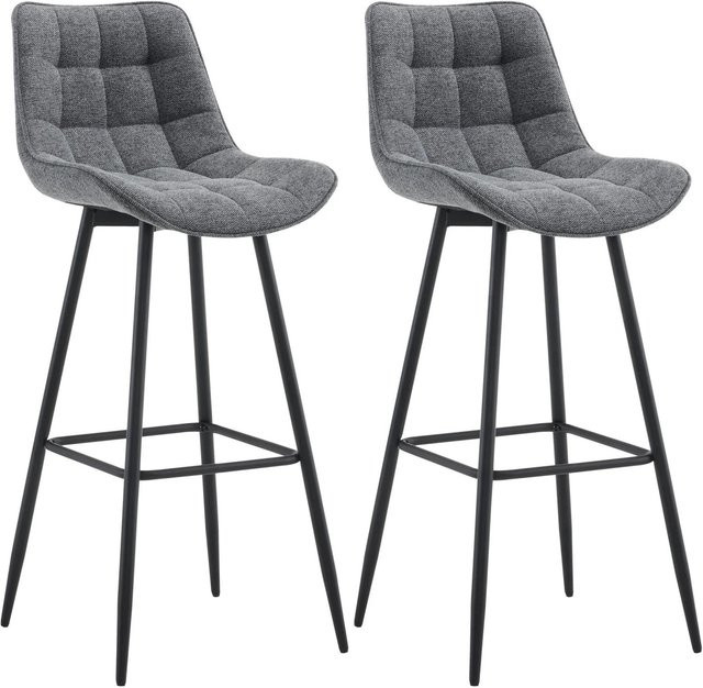 CLP 2er Set Barhocker Dartford modern dunkelgrau mit Samtstoff und Metallgestell - Bild 1