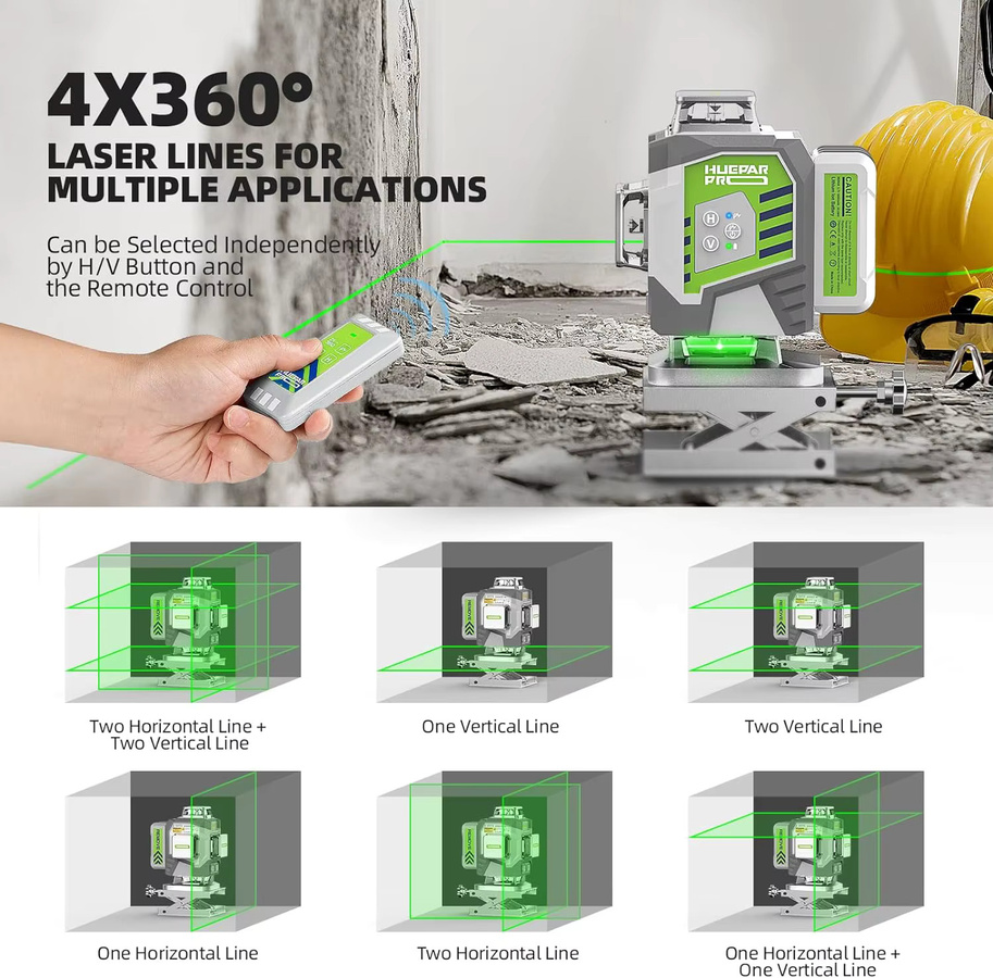 Huepar Professional 4D-Kreuzlinienlaser mit grünem Laser und 8000 mAh Li-Ionen-Akku - Bild 3