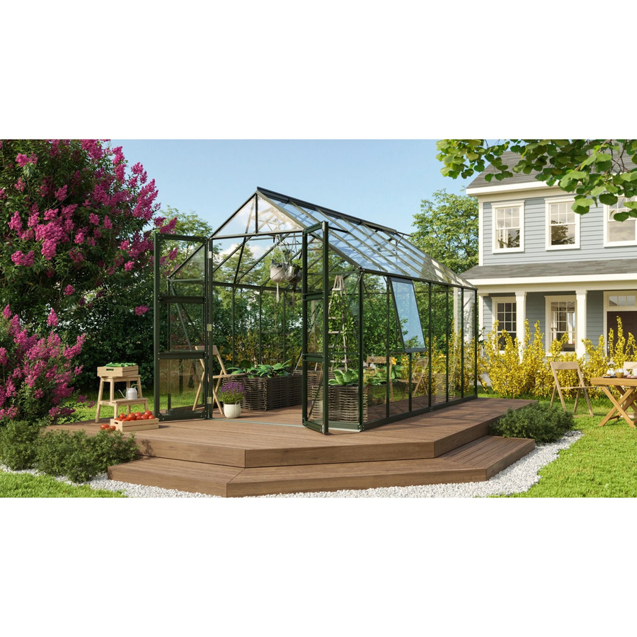 Vitavia Gewächshaus Olymp 9900 in Smaragdgrün mit Sicherheitsglas, Aluminiumrahmen und Fundament - Bild 2