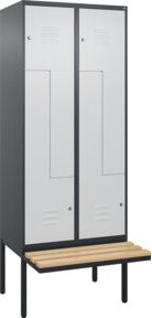 C+P Z-Spind Classic PLUS Sitzbank mit 4 Fächern und Zylinderschloss, Buche-Hartholz, B/T/H: 212 x 80 x 81,5 cm - Bild 1