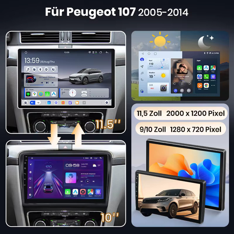 Junsun 10 Zoll Android 15 Autoradio für Skoda Superb 2 2008–2015 mit kabellosem Apple CarPlay in Schwarz - Bild 2
