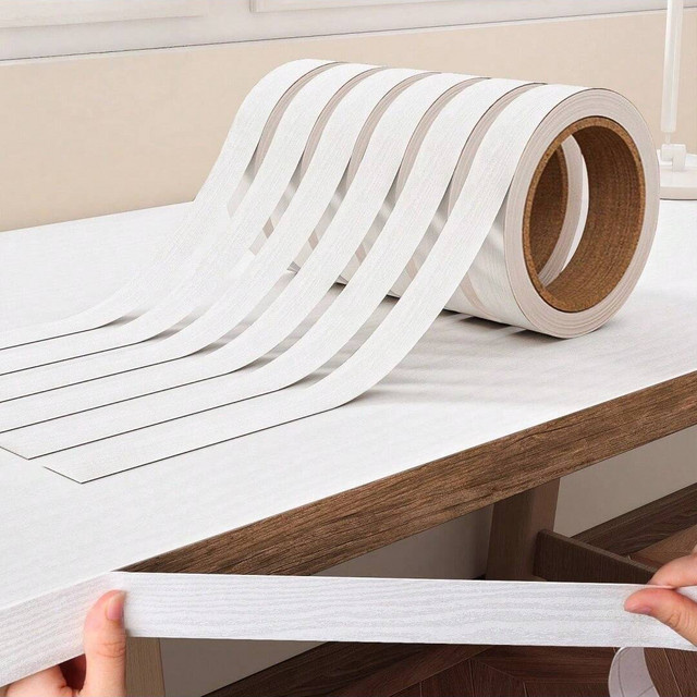 Vorgeklebte PVC Möbelkanten für Holz, Küche und Schreibtisch, 10 m Länge, Farben: Braun und Weiß - Bild 1