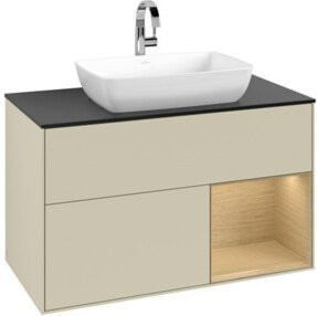 V&B Waschtischunterschrank Finion 100 in Silbergrau lackiert mit offenem Regal, Breite: 100 cm, Tiefe: 50,1 cm, Höhe: 50,1 cm - Bild 1